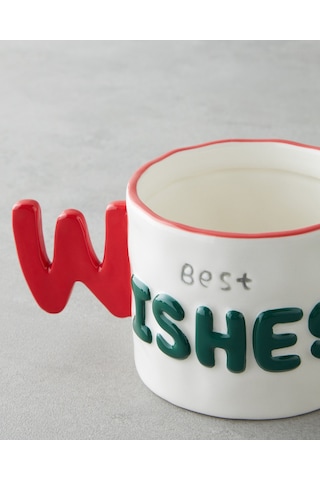 English Home Best Wishes Stoneware Kupa 400 Ml Kırmızı - Yeşil Kırmızı - Yeşil