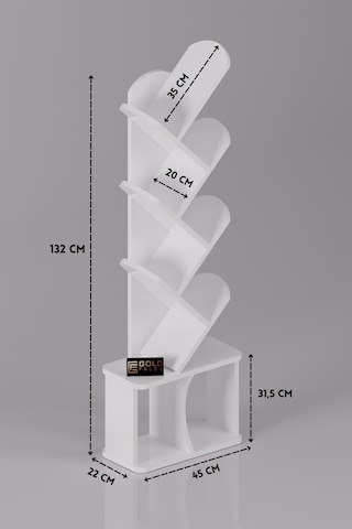 Kitaplık Modern Dekoratif Kitap Rafı Çok Katlı Kitap Standı Ofis Organizer Yaprak 7062 Ttaverten Beyaz