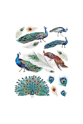 Dreams Transfers -peacock Dreams Boyut 61 Cm X 83 Cm - 3 Yaprak - Toplam Tasarım Boyutu 61 Cm X 83 Cm Rub-ons
