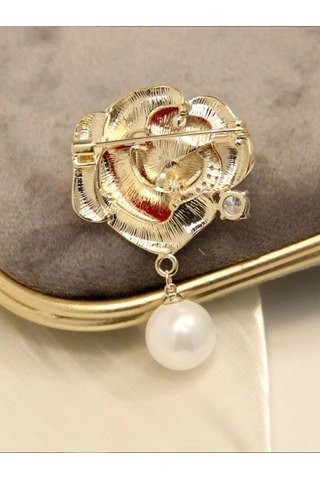 Fashion Jewelry Beyaz İncili Gül Broş 309983419 Beyaz