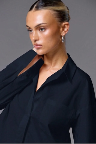 Tarz Cool Kadın Oversize Gömlek Uzun Kollu Basic Salaş Kesim Poplin Trend Şık Günlük Gömlek Lacivert