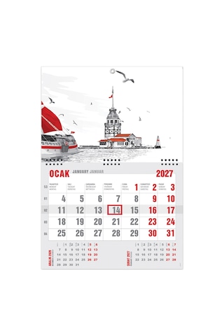 2027 Ekonomik Gemici Takvimi Denizci Duvar Takvimi 33 X 47,5 CM