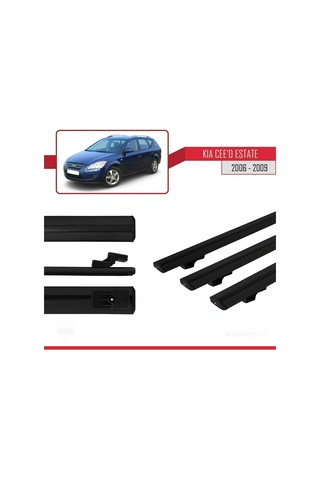 Kia Ceed Sportswagon 2006-2009 Arası İle Uyumlu Basic Model Ara Atkı Tavan Barı Siyah 3 Adet