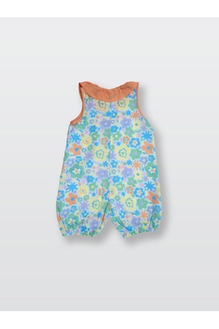 İnce Dokuma Fırfırlı Çiçek Desenli Yazlık Kız Çocuk Bebek Tulum Çok Renkli