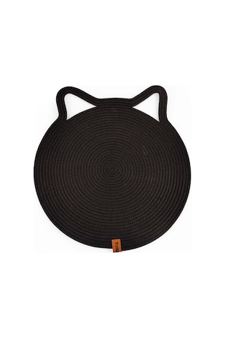 Gobypet Jüt Kulaklı Yuvarlak Kedi Köpek Mama Yatak Önü Paspası Hasır Kedi Matı 40 x 40 CM
