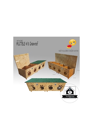 Kedigram Kedi Kulübesi Kedi Evi Profesyonel Multible Greenroof 4/8