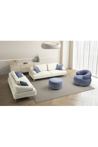 Arti Ahşap Ayaklı Mavi Berjer Mavi