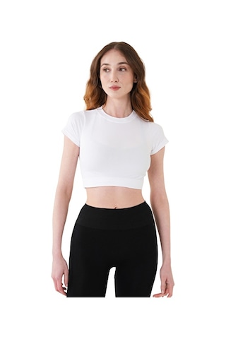 Musclecloth Nova Seamless Crop T-shirt Beyaz