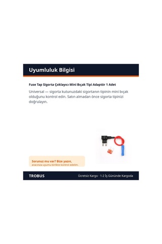 Trobus Fuse Tap Sigorta Çoklayıcı Mini Bıçak Tipi Adaptör 1 Adet Diğer
