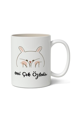 Sevimli Seni Çok Özledim Arkadaşa Sevgiliye Hediye Temalı Beyaz Kupa Bardak A Kalite Beyaz
