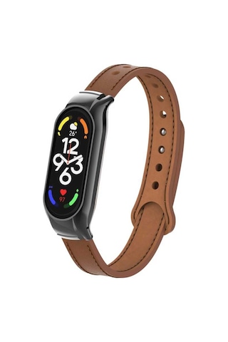 Xiaomi Mi Band 7 Uyumlu Krd-68 Deri Mkst Kordon-kahverengi