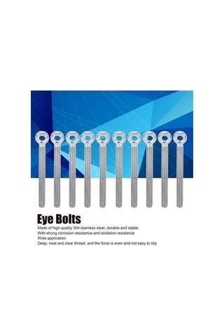 Besthome1 304 Paslanmaz Çelik Gözli Somunlar M6x60, 10 Adet, Dayanıklı, Koruyucu, Endüstriyel Kullanım İçin 4.8 Seviye