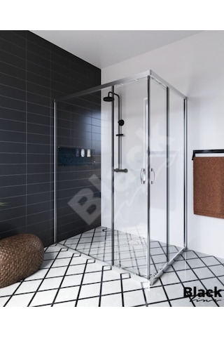 Blackline Dikdörtgen Kromaj Renk Köşe 5 Mm Temperli Cam H:190 Şeffaf