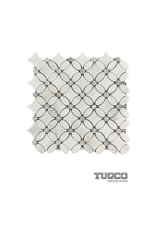 Tuqco Doğaltaş Flower Muğla B. -Gümüş Eskitme Mermer Mozaik