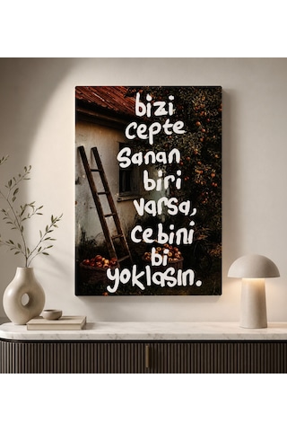 Bk Gift Vintage Klasik Sanat Esprili Sözlü Dekoratif Kanvas Tablo - 28 Çok Renkli