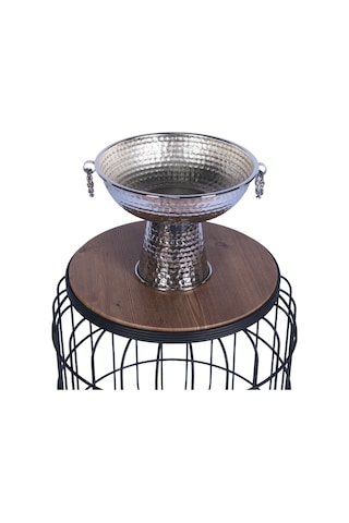 Yapay Çiçek Sitesi Metal Dekoratif Ayaklı Sunumluk Çiçeklik Küpeli Gümüş 19 Cm Gümüş