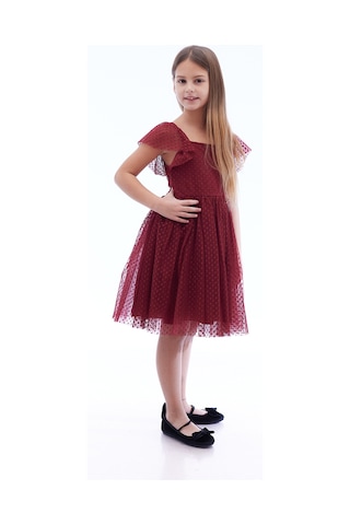 Ahengim Kız Çocuk Kare Yaka Trend Tül Elbise Ak2242 Bordo