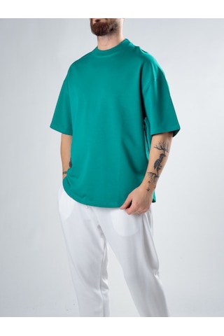 Cocopelli Erkek Yeşil Basic Oversize T-shirt Coc2914