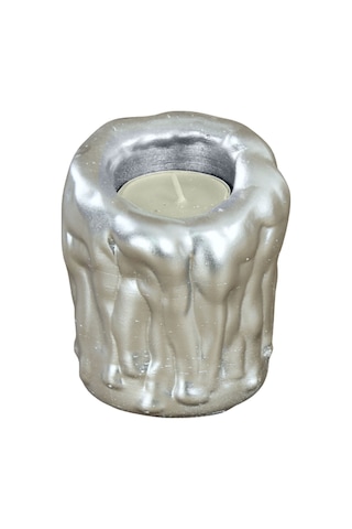 Mumluk Şamdan Tealight Mum Uyumlu Orta Erimiş Mum Model - Gümüş