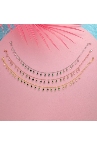 925 Ayar Gümüş Sallantılı Yeşil Renk Geçişli Hal Hal Gold