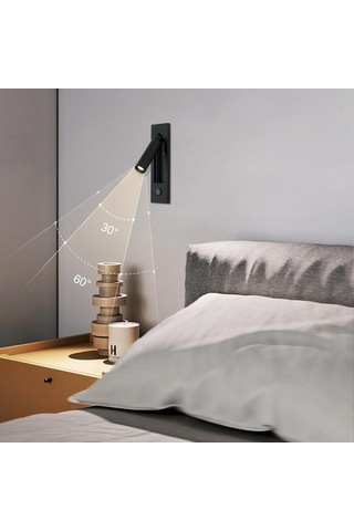 Besthome1 Yatak Odası Okuma Işığı: Esnek Kollu Led Duvar Lambası, 110-240v Siyah, Göz Koruyucu Yumuşak Işık Siyah