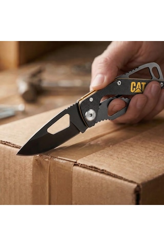 Cat Da980265 Kemer Askı Kancalı Katlanabilir 13cm Paslanmaz Çelik Siyah Kamp Çakısı