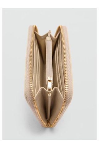 Mango Timsah Derisi Görünümlü Açık Bej Bozuk Para Cüzdanı