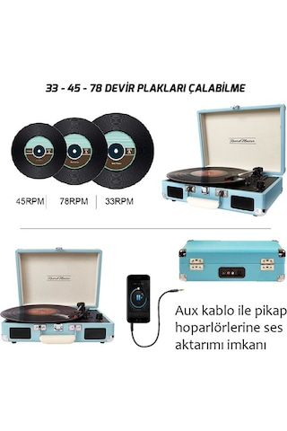 Record Master Retro Pikap T310Ch - Turkuaz Mavi