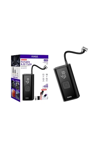 Hava Kompresörü, 150 Psı Dijital Göstergeli Oto Kompresör, Araba, Motosiklet, Bisiklet Ve Top İçin, Taşınabilir Şarjlı Kullanım, Fener Işığı, 4500 Mah Batarya, 3 Farklı Başlık Psı,kpa,bar,kg/cm²