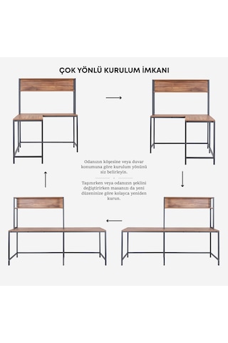 Sehpol L Çalışma Masası 140x120x75 Cm Sağ Sol Yönlü Antrasit - Richmond