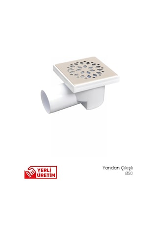 Kare Zemin Süzgeci - Yan Çıkışlı Ø50 10x10 Cm