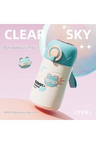 Jian Fan Paslanmaz Çelik Akılı Termos Bardağısı Caklıgösterir Saman Su Bardağıaçık Mavi Açık Mavi