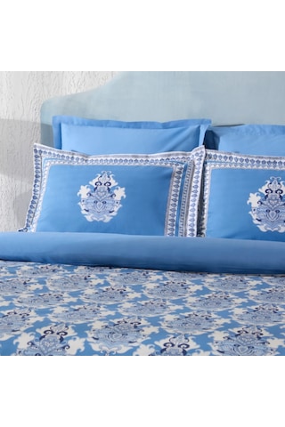 Karaca Home Casandra %100 Pamuk Çift Kişilik Nevresim Takımı Mavi Beyaz