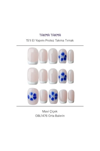 15'li Beyaz Orta Balerin Obl1476 Tekrar Kullanılabilir El Yapımı Protez Takma Tırnak S