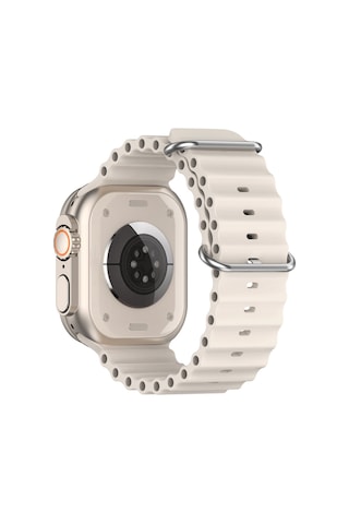 Caseonn Apple Watch Uyumlu Series 9 41mm Kordon Suya Dayanıklı Okyanus Silikon Kayış Bej