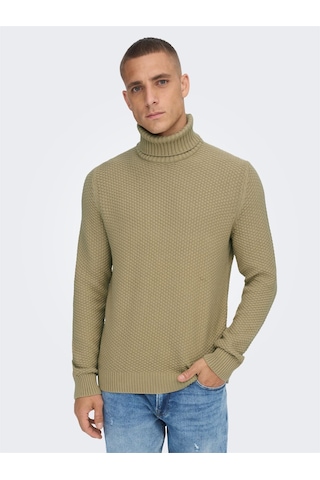 Only & Sons Onstuck 7 Roll Neck Knit Erkek Bej Kazak - 22022595