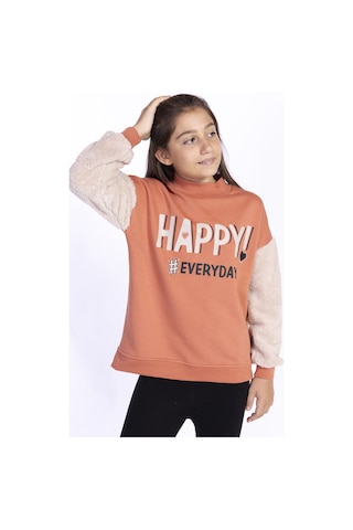 Toontoy Kız Çocuk Peluş Detaylı Baskılı Sweatshirt Lila