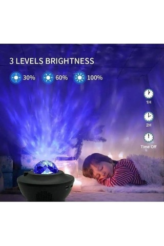 Torima Lw-34 Siyah Starry Led Lazer Projektör Bluetooth Müzik Hoparlör Uzaktan Kumandalı Gece Lambası Çok Renkli