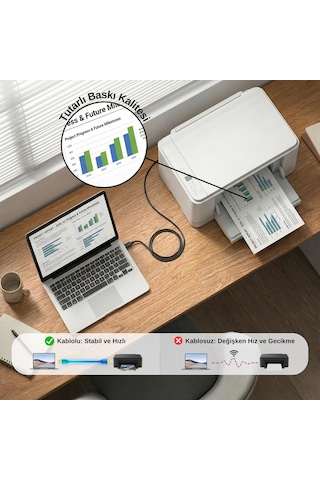 Furalis Usb To Usb-b Yazıcı Tarayıcı Printer Kablosu 1.5 Metre - Pc Ve Laptop İle Yazıcı Ara Bağla Sku: Smgstk4bf326d5b9