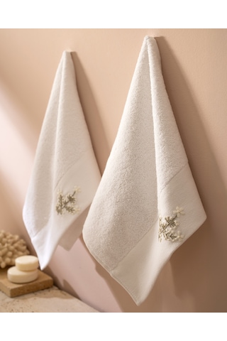 Opal Nakışlı %100 Pamuk 2'li El Havlusu - Beyaz - 30x45 Cm 8684427212257 Beyaz