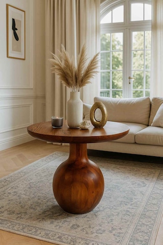 Masif Ahşap Orta Sehpa Meşe Renk Modern Model Meşe