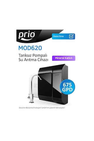 Prio Mod620 Otomatik Yıkamalı Tanksız Ters Ozmoz Su Arıtma Cihazı