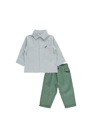 Civil Baby Erkek Bebek Dinozor Nakışlı 6-18 Ay Takım - Haki