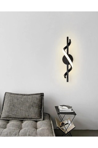 Siyah Ledli Günışığı Duvar Aplik 1 Adet Siyah