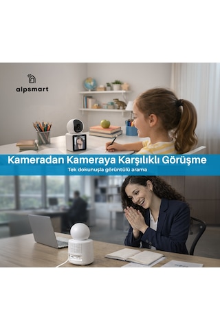 Alpsmart As670 Akıllı Wifi Güvenlik Kamerası Kendinden Ekranlı...