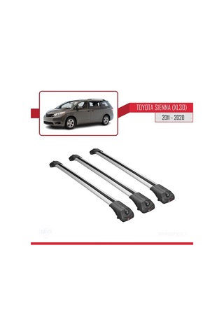 Toyota Sienna Xl30 2011-2020 Arası İle Uyumlu Ace-1 Ara Atkı Tavan Barı Gri 3 Adet Bar