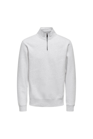 Only & Sons Onsceres Half Zıp Sweat Noos Erkek Gray Sweatshirt - 22019055 Gri
