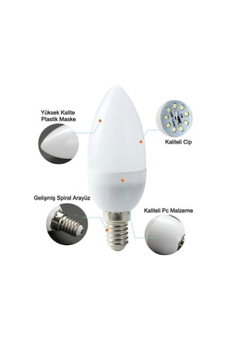E14 Ince Duylu Günışığı Işık 7 Watt Mum Led Ampul
