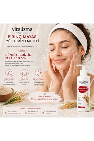 Pirinç Mayası Yüz Temizleme Jeli - Aydınlatıcı, Leke Karşıtı Ve Gözenek Sıkılaştırıcı - Arbutin & Niasinamid 200 Ml