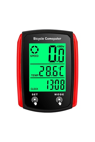 Aubyhe Abs Su Geçirmez Bisiklet Kablolu Lcd Bilgisayarı: Hız Ve Mesafe Ölçer, Gece Aydınlatması, Siyah-kırmızı Kırmızı